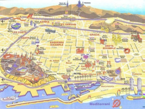 Carte touristique Barcelone