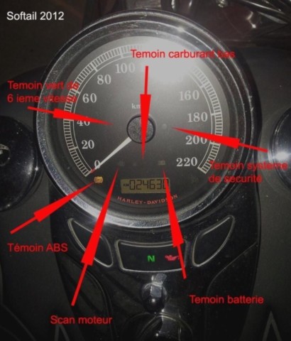 Compteur Harley Softail en détail