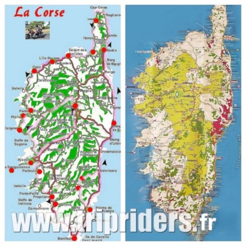 Cartes de Corse en zoom